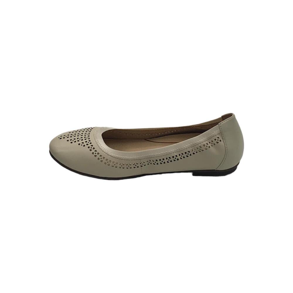 Vionic Perforated Leather Ballet Flats Whisper Cream - Wide - Picture 2 of 5